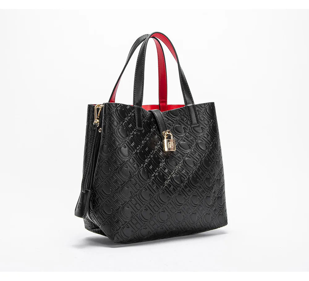 CH Fashion Brand Women's Handbag Large Capacity Casual Diagonal letter Silver Fox Is PU Leather Shoulder Bag
