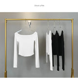 Chic Slash Neck Long Sleeve Cropped Tee
