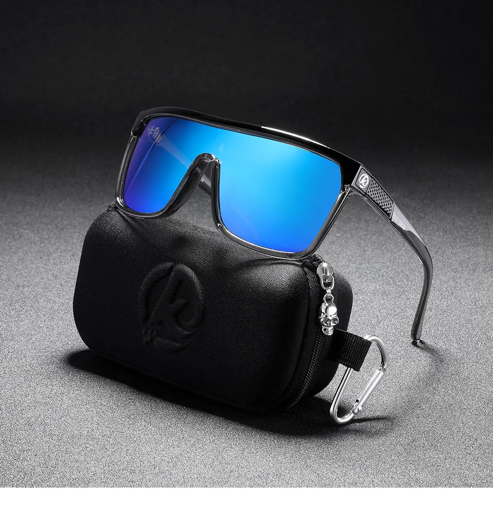 KDEAM One-piece Shape Men Sunglasses Polarized Elastic Paint Surface Sun Glasses Women Suitable Long-lasting Goggles Cat.3