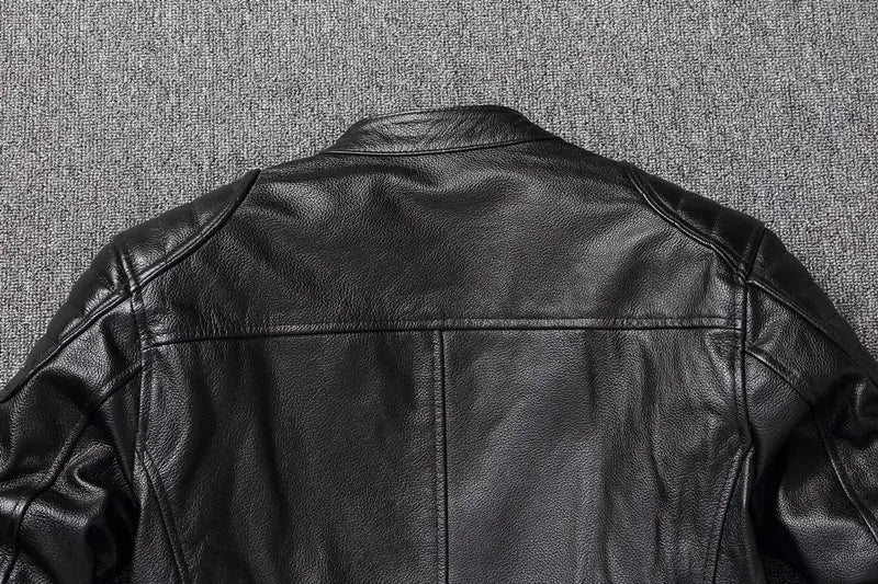 New 100% Cowhide Leather Jacket men Top Layer Clothes Men's Stand Collar Motorcycle Clothes  Autumn Winter Plus Size motorcycle