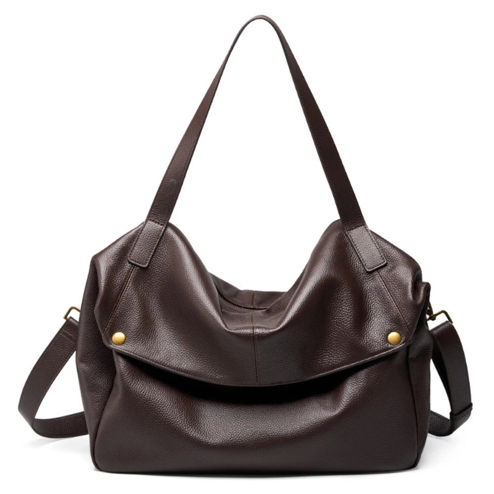 Zency Large Capacity Shoulder Bag Purse Genuine Leather Women's Work Tote Bag Handbag Shopper Bag Pocket For A4 ipad Crossbody
