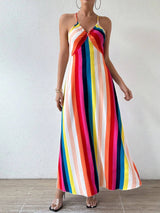 Boho Ethnic Frill Trim Maxi Dress
