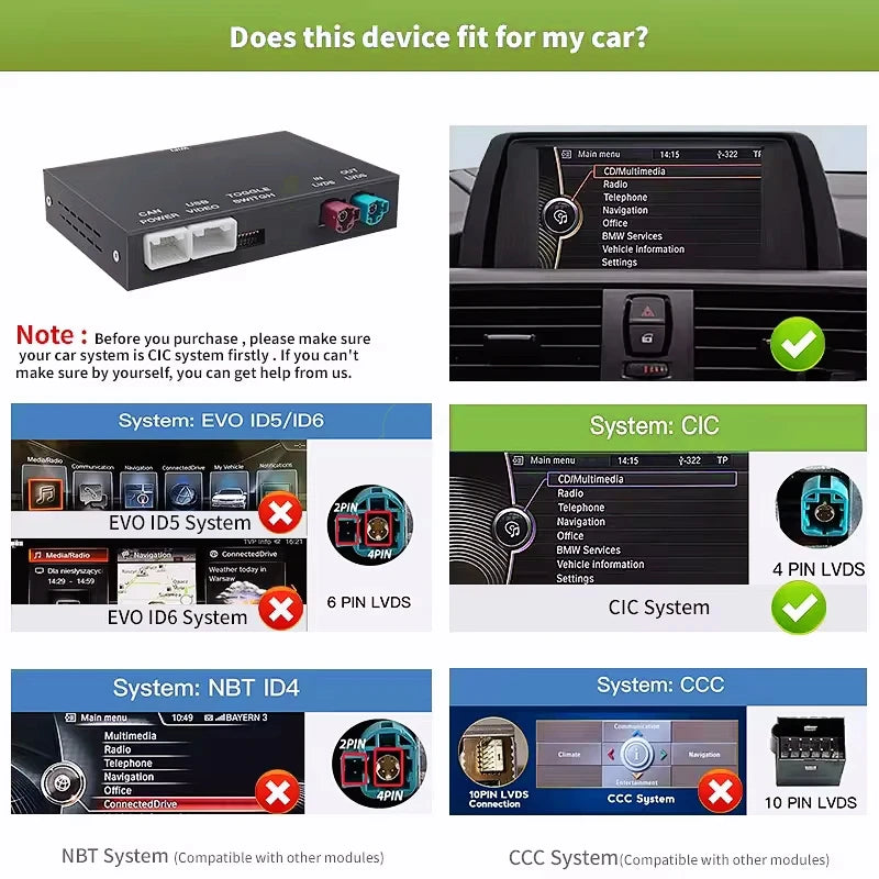 Wireless CarPlay & Android Auto for BMW CIC/NBT Systems