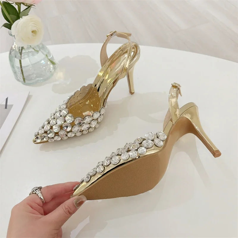 Women's Rhinestone Stiletto Pumps — High Heel Wedding & Party Sandals