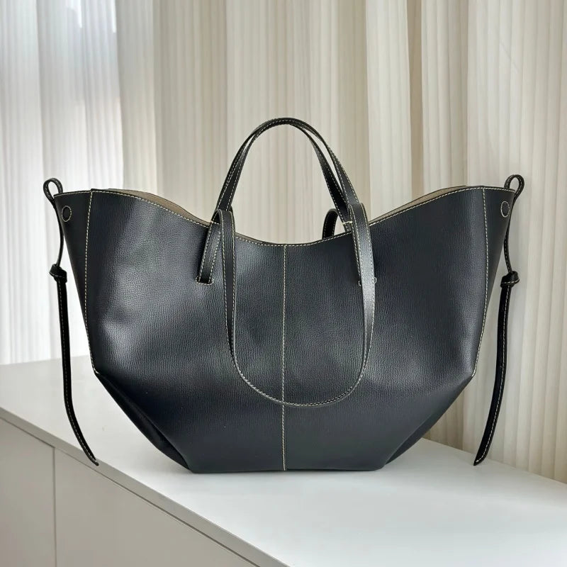 Lychee-Grain Cowhide Tote | Luxury Leather Handbag