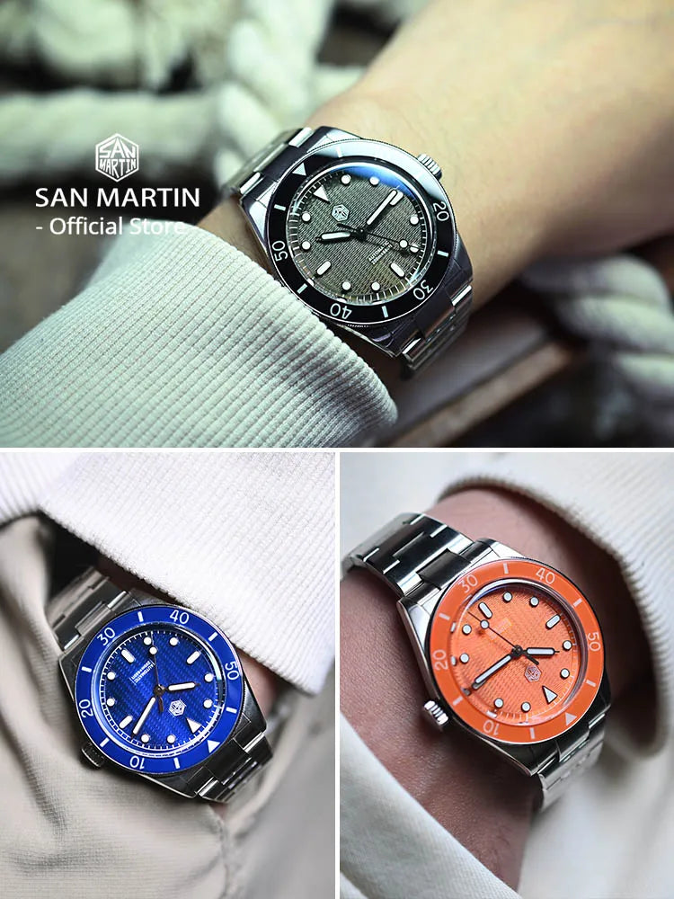 San Martin 39mm SN0151 Guilloche MOP Automatic Dive Watch