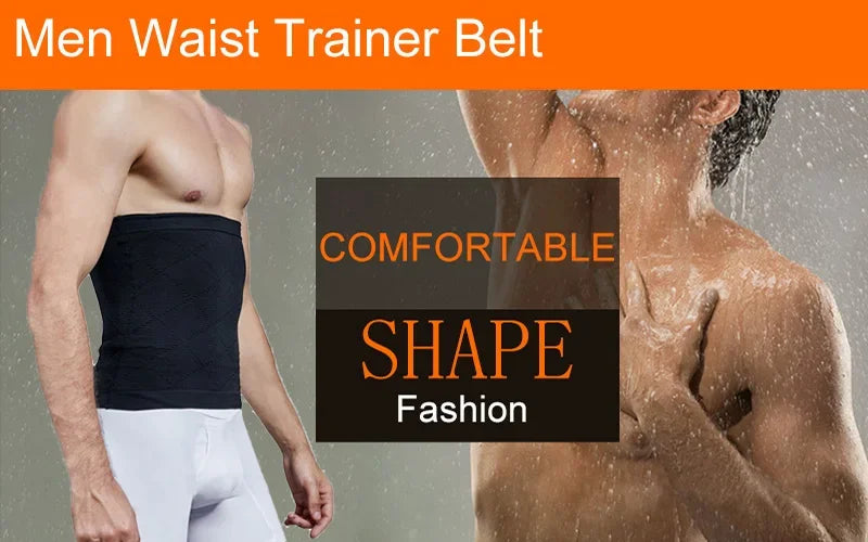 Mens Tummy Control Shapewear Compression Waist Cincher Slimming Body Shaper Belly Fat Girdle Stomach Band Back Support Belt