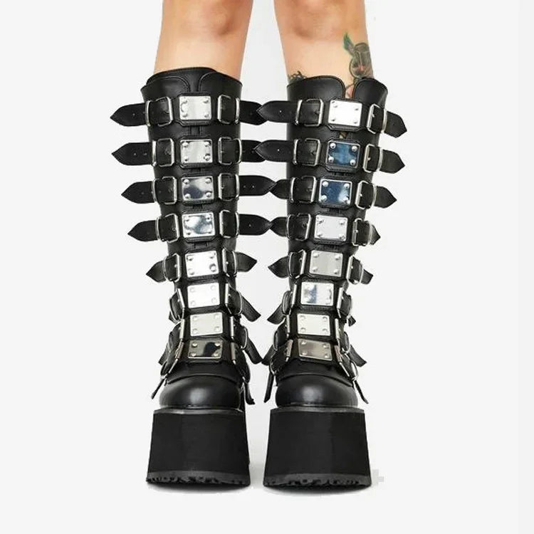 Gothic Platform Buckle Boots