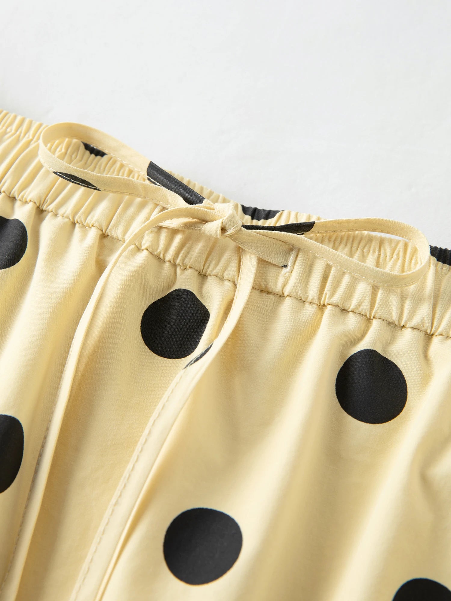 Polka Dot Lace-Up A-Line Skirt – Chic Knee-Length