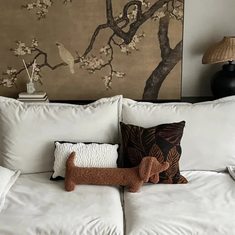 2025 Cartoon Animal Dachshund Pillow Plush Sausage-shaped Pillow Cute Cushion Nap Pillow Lumbar Pillow Bedroom Neck Pillow