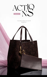 Trendy Solid-Color Women's Bucket Bag - Large Capacity Letter Print Design with Detachable Strap  Inner Card Pockets