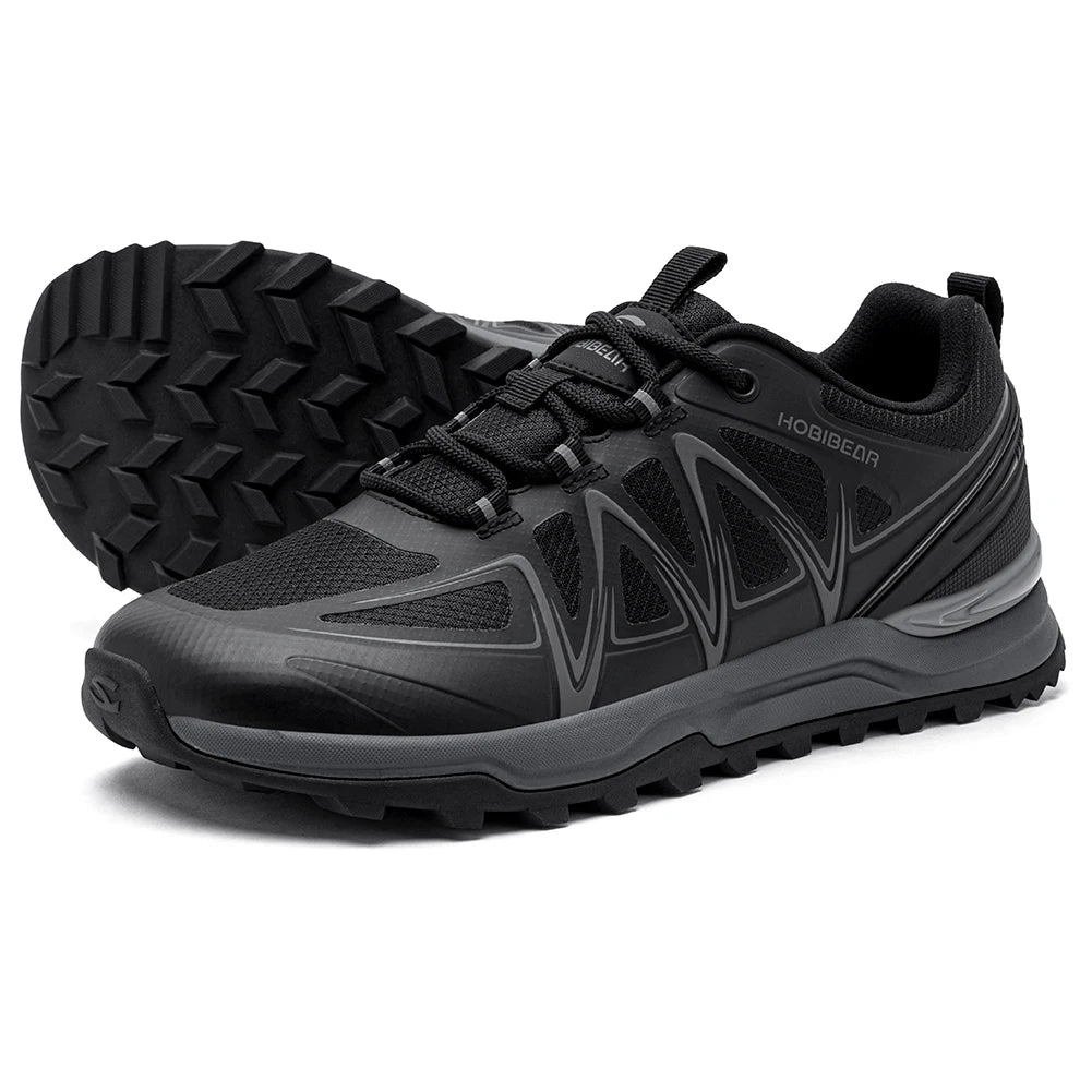 HOBIBEAR Unisex Wide Width Hiking Sneakers Outdoor Trail Running Shoes Artificial Leather Non Slip Lace-Up Walking Sneaker