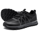 HOBIBEAR Unisex Wide Width Hiking Sneakers Outdoor Trail Running Shoes Artificial Leather Non Slip Lace-Up Walking Sneaker