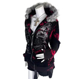 Women's Geometric Print Zip-Up Hoodie
