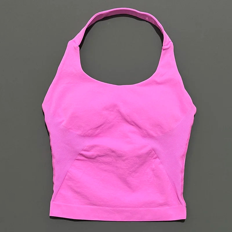 Impact Seamless Halter Longline Gym Top with Built-in Bra