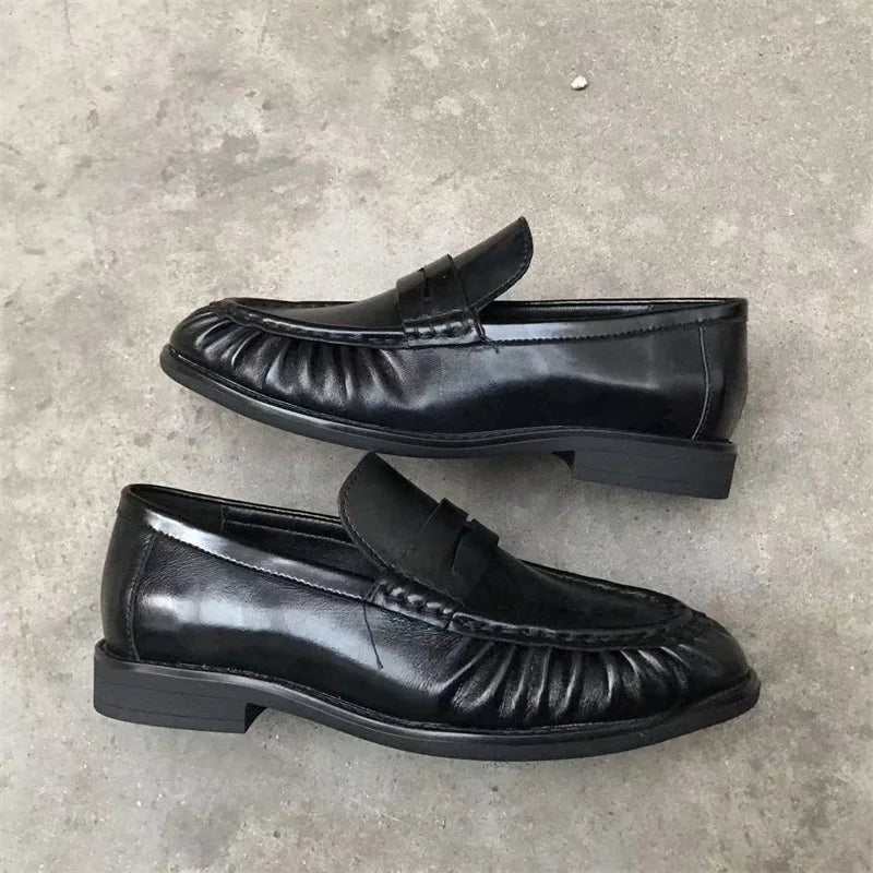 New French Retro Flat Shoes Made of Pure Handmade Calf Leather, Le Fu Women's Rubber Sole, One-Step Comfortable and Casual Singl