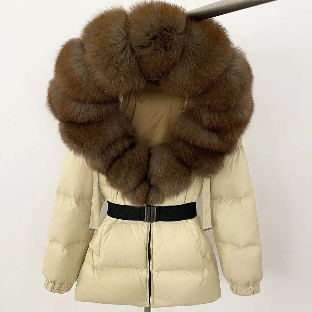 Real Fox Fur Hooded Duck Down Puffer