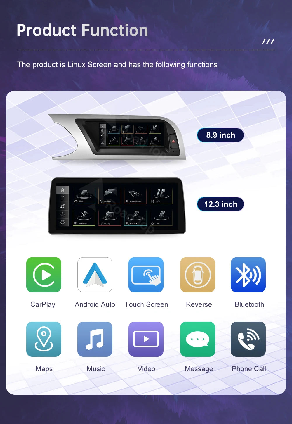 Road Top 8.8"/12.3" Touch Screen for Audi A5 2008–2016