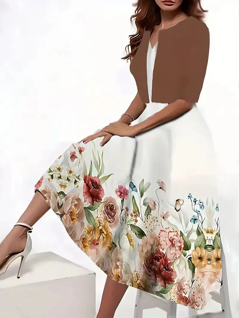 Floral Print Two-Piece Dress Set