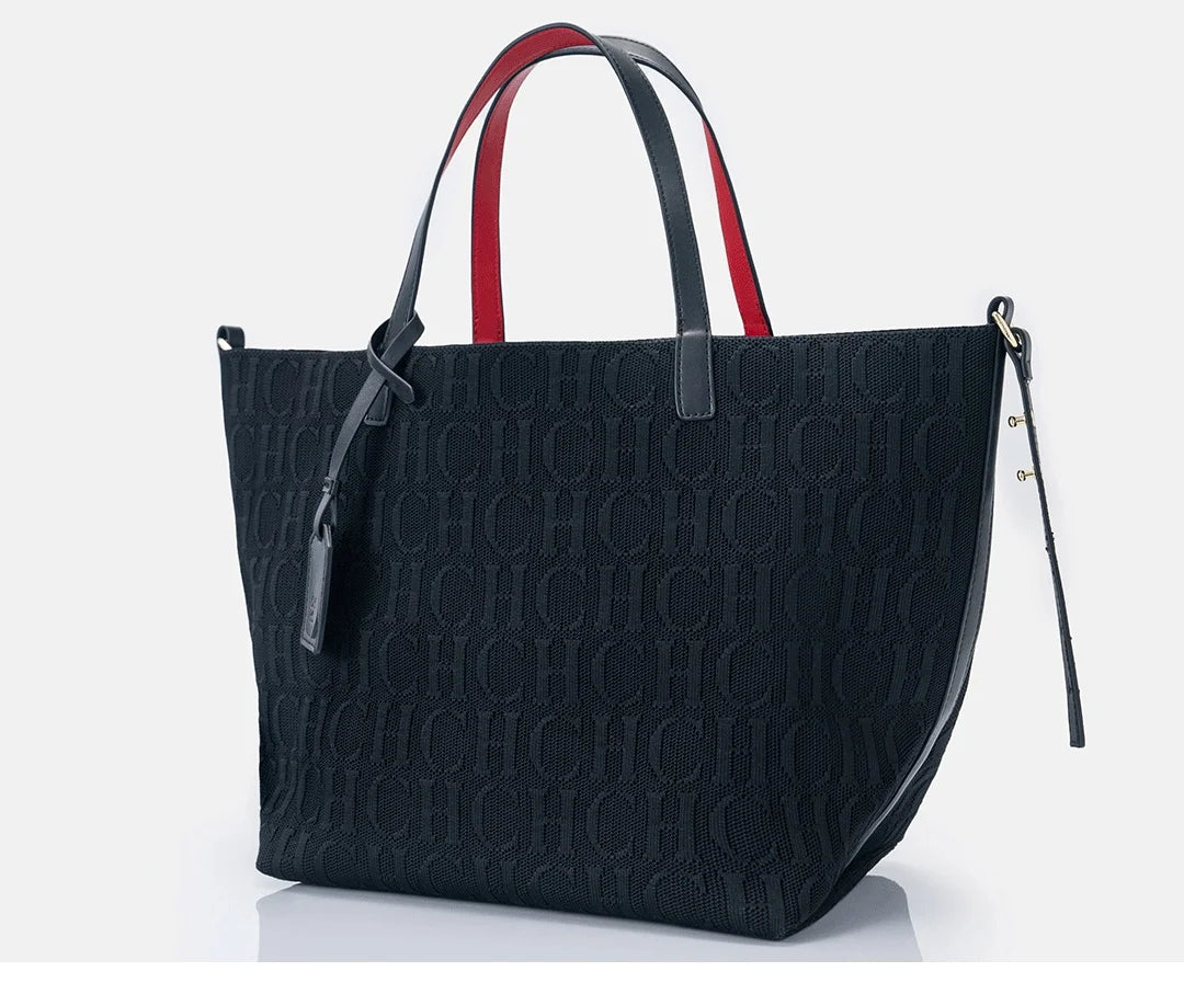 CH Woven Tote Bag – Vintage Style, Large Capacity