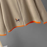 USA-Made Luxury Wool 2-Piece Set: Embroidered Horse Knit Jacket & Pants