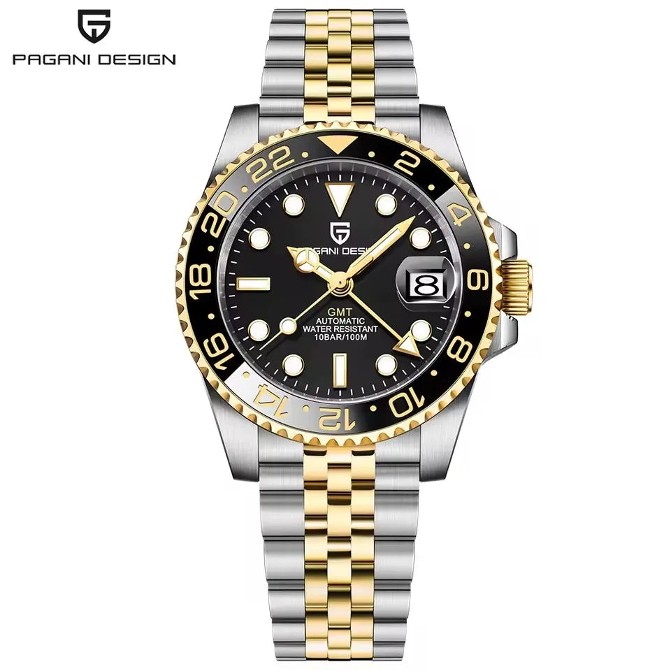 PAGANI DESIGN 2025 40MM GMT Mechanical Wristwatch Sapphire Ceramic Bezel  Automatic Watch Stainless Steel 100M Waterproof Watch
