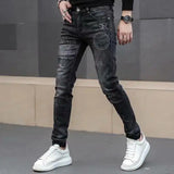 Men's Printed Stretch Slim Fit Denim Jeans