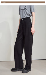AMII Minimalist 2025 Autumn New Arrival Pants Minimalism Retro Casual Office Lady Pure Cotton Jeans Women Denim Trouser 12543141