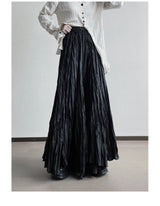 UMI MAO Irregular Fold Maxi Skirt – Elegant A-Line