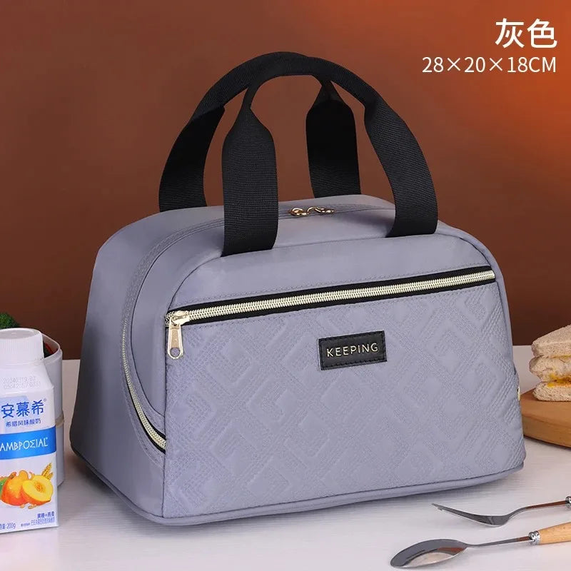 Portable Lunch Bag for OL Women Thermal Insulated Lunch Box Tote Cooler Handbag Waterproof Bento Pouch Office Food Shoulder Bags