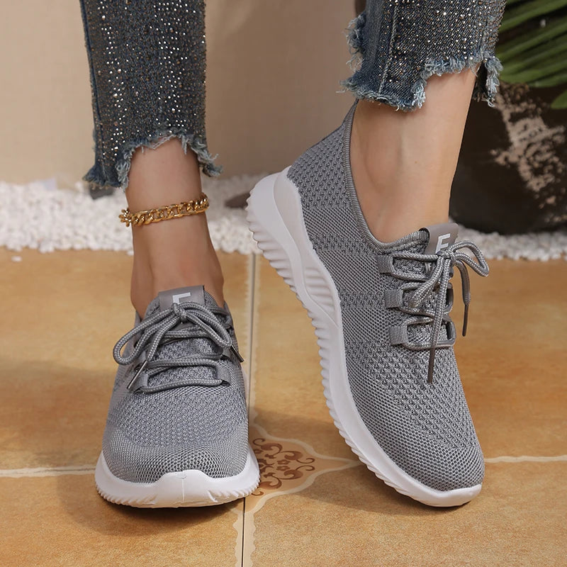 Women's Flying Woven Breathable Mesh Sneakers Soft Sole Lightweight Casual Sports Running Shoes for Daily Wear