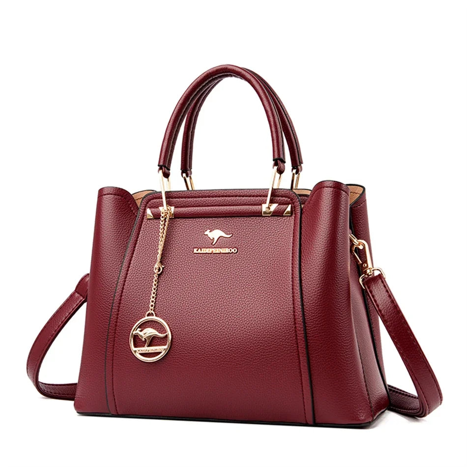 Luxury Triple-Layer Leather Tote & Crossbody