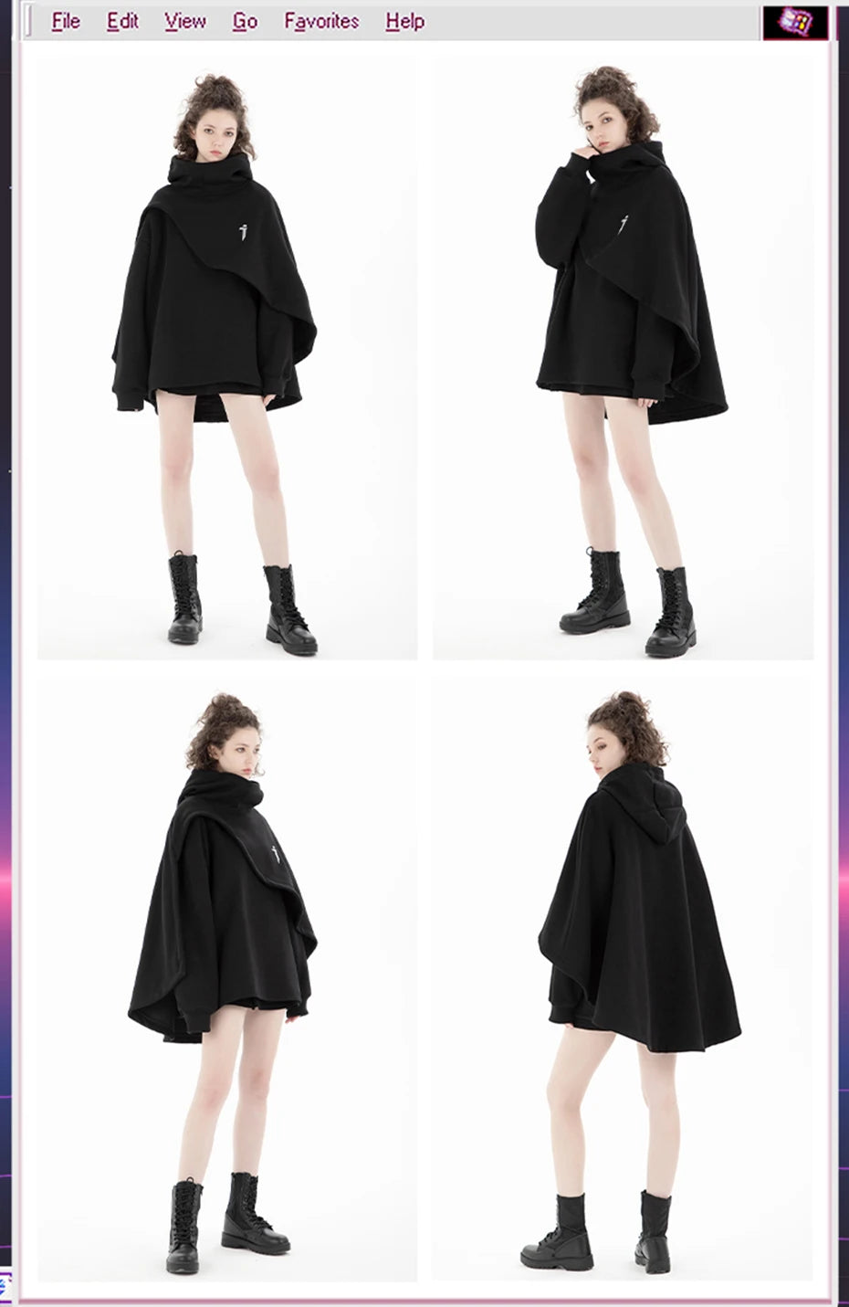 Oversized High-Collar Techwear Pullover Hoodie