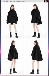 Oversized High-Collar Techwear Pullover Hoodie