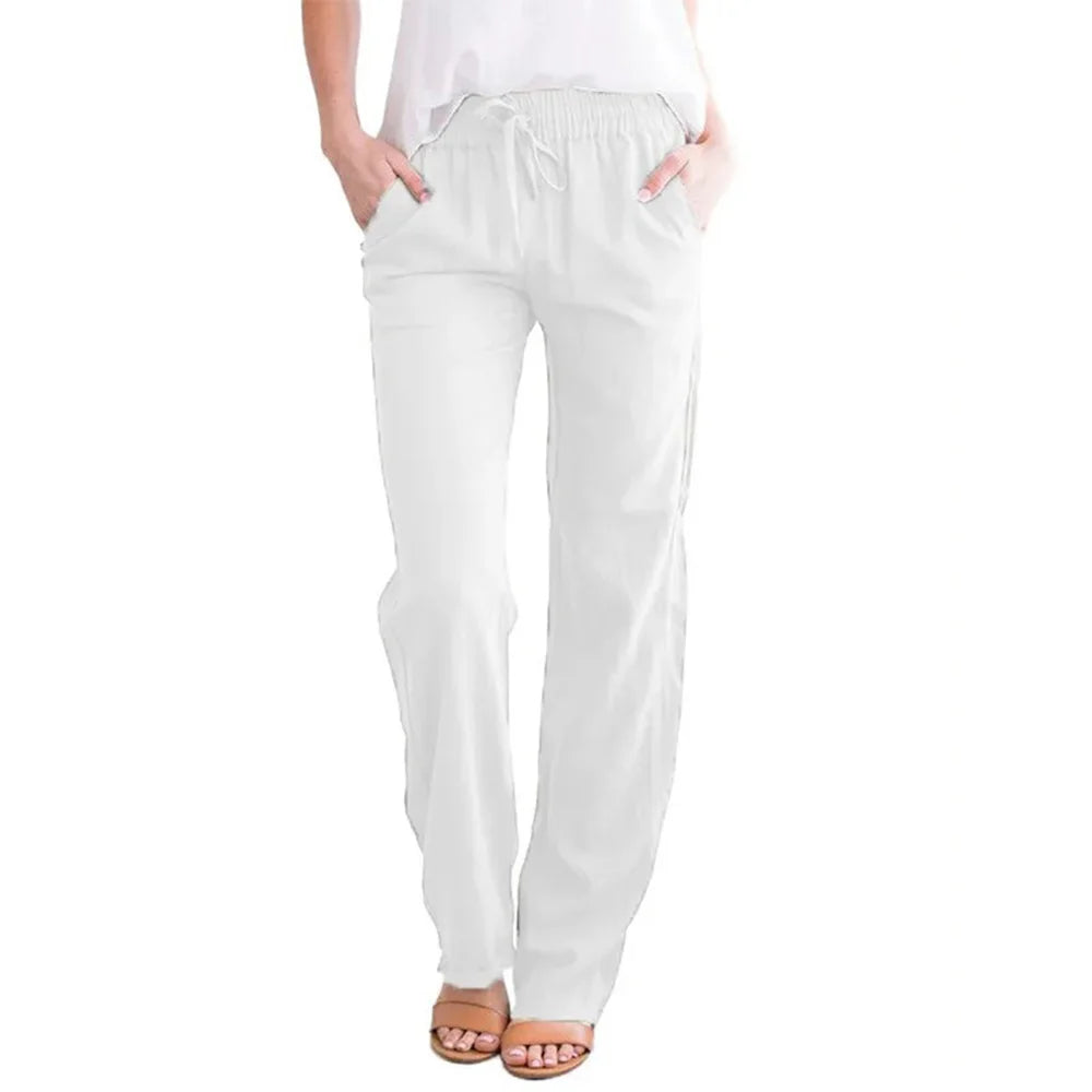 Women's Cotton Drawstring Straight Leg Pants