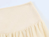 Summer minimalist style V-neck slim fit structured knit short sleeved knitted jacket with suspender short top and half skirt