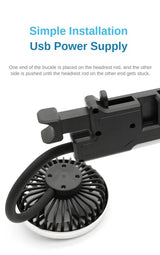 360° Dual Head Car Seat Fan with LED & 3-Speed Control