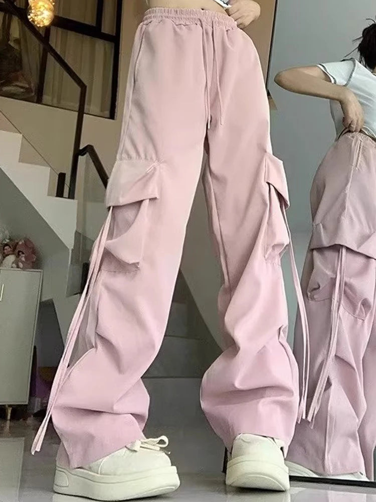 Women's High-Waisted Drawstring Straight-Leg Pants