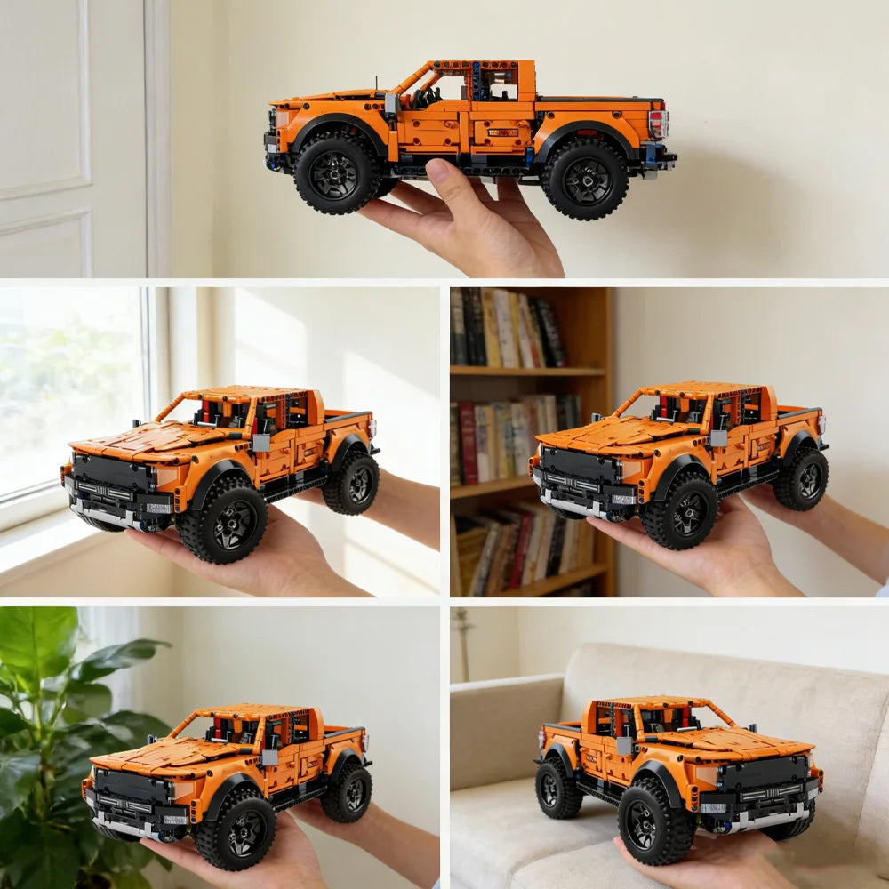 1300+PCS Tech Raptors Pickup Truck Race Car Building Block Kit Compatible MOC Creative DIY Vehicle Bricks Toys Gift Teens Adults