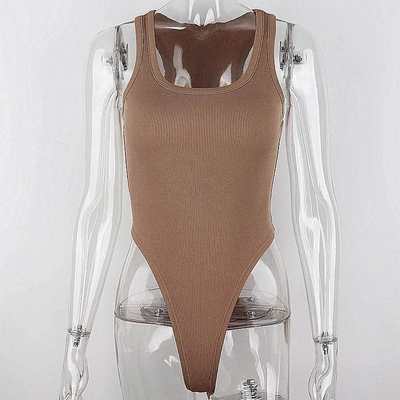Women's Sleeveless Off-Shoulder Halter Knit Bodysuit