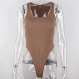 Women's Sleeveless Off-Shoulder Halter Knit Bodysuit