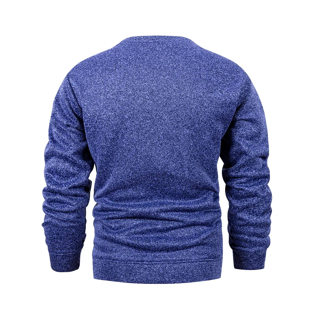 Men's  Autumn Long Sleeve Knit Pullover Solid Color Crewneck Warm Sweater Men Casual Loose Sweatshirt Street Sportswear