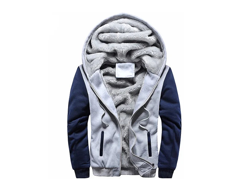 New Men's Hoodies Jacket Winter Thick Warm Fleece Zipper Hoodies Coat Casual Tracksuit Sportwear Male Sweatshirts M~ 5XL