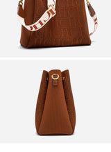 CH New Jacquard Letter Women Bucket Bag Wide Printed Strap Crossbody Purse Large Capacity Ladies Casual Daily Handbag Gift