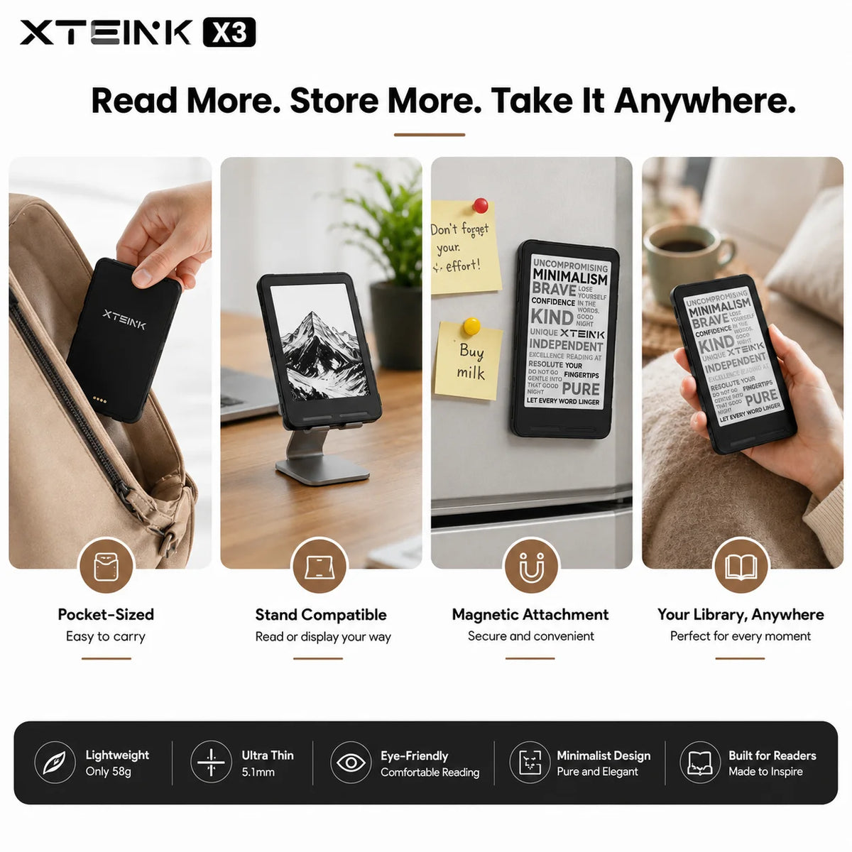 XTEINK Pocket E Ink E-Reader for Travel & Daily Reading