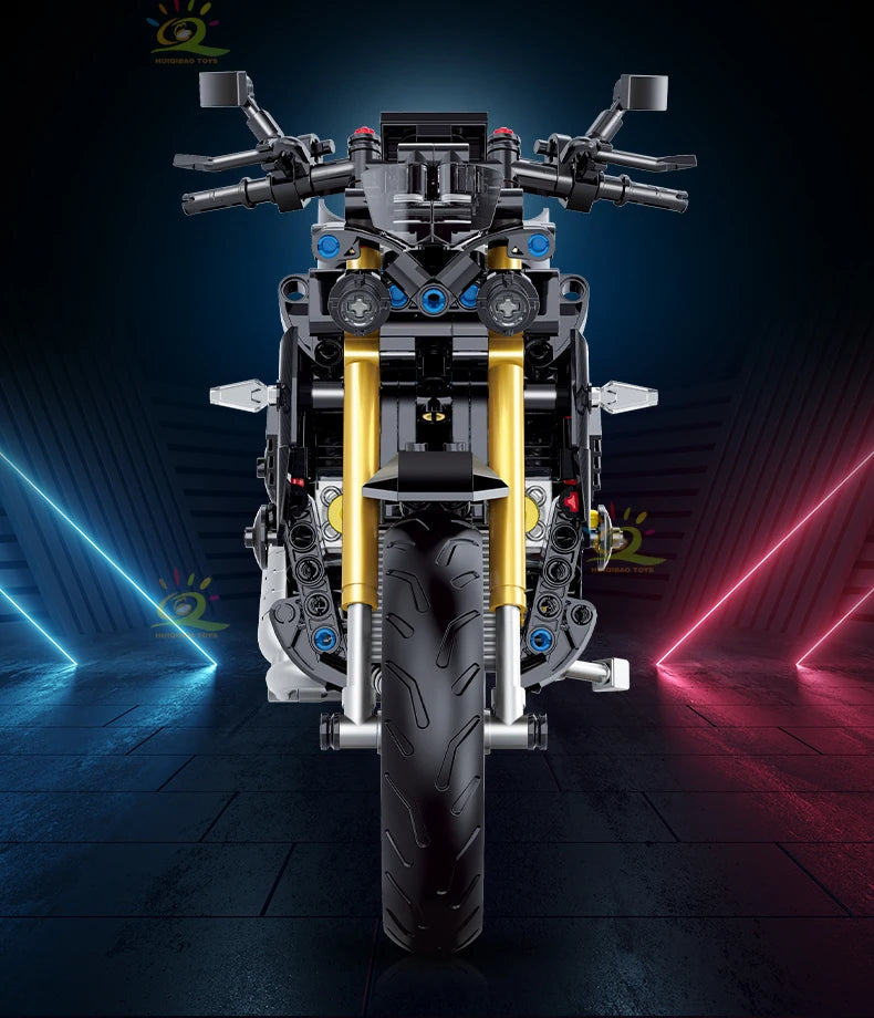 HUIQIBAO 1:8 Classic Motorbike Building Blocks High-tech Model Moto City Racer Bricks Toy for Kid Boy Children Adult MOC Car Set