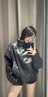 Women’s Black Moto Faux Leather Jacket