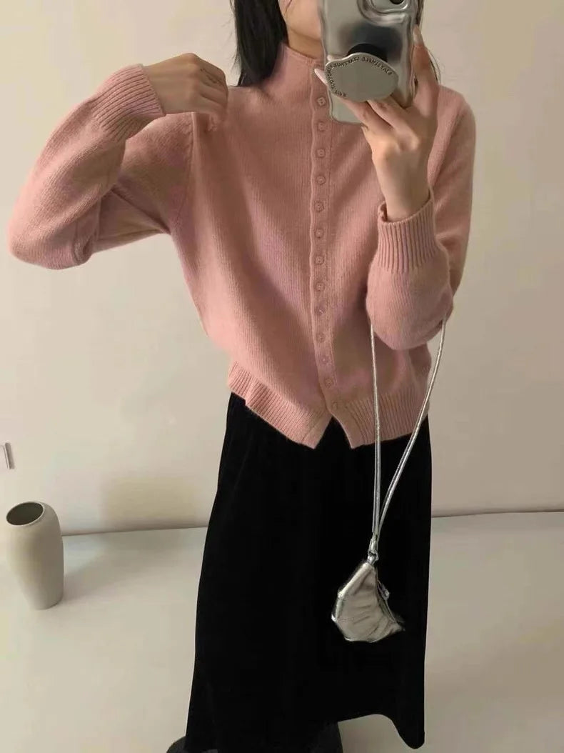 Women's Stand Collar Knit Cardigan Sweater