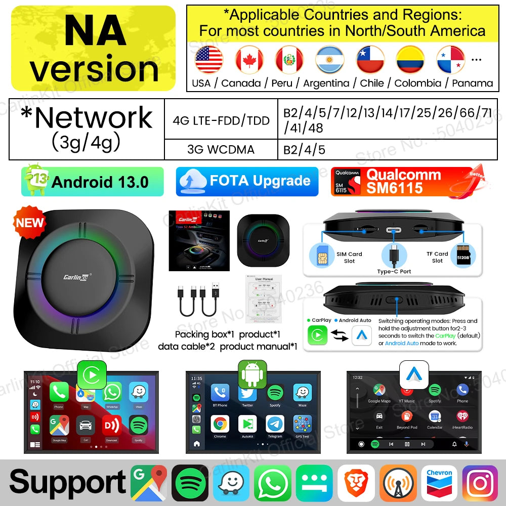 Carlinkit Android 13 AI Box – Wireless CarPlay & Android Auto
