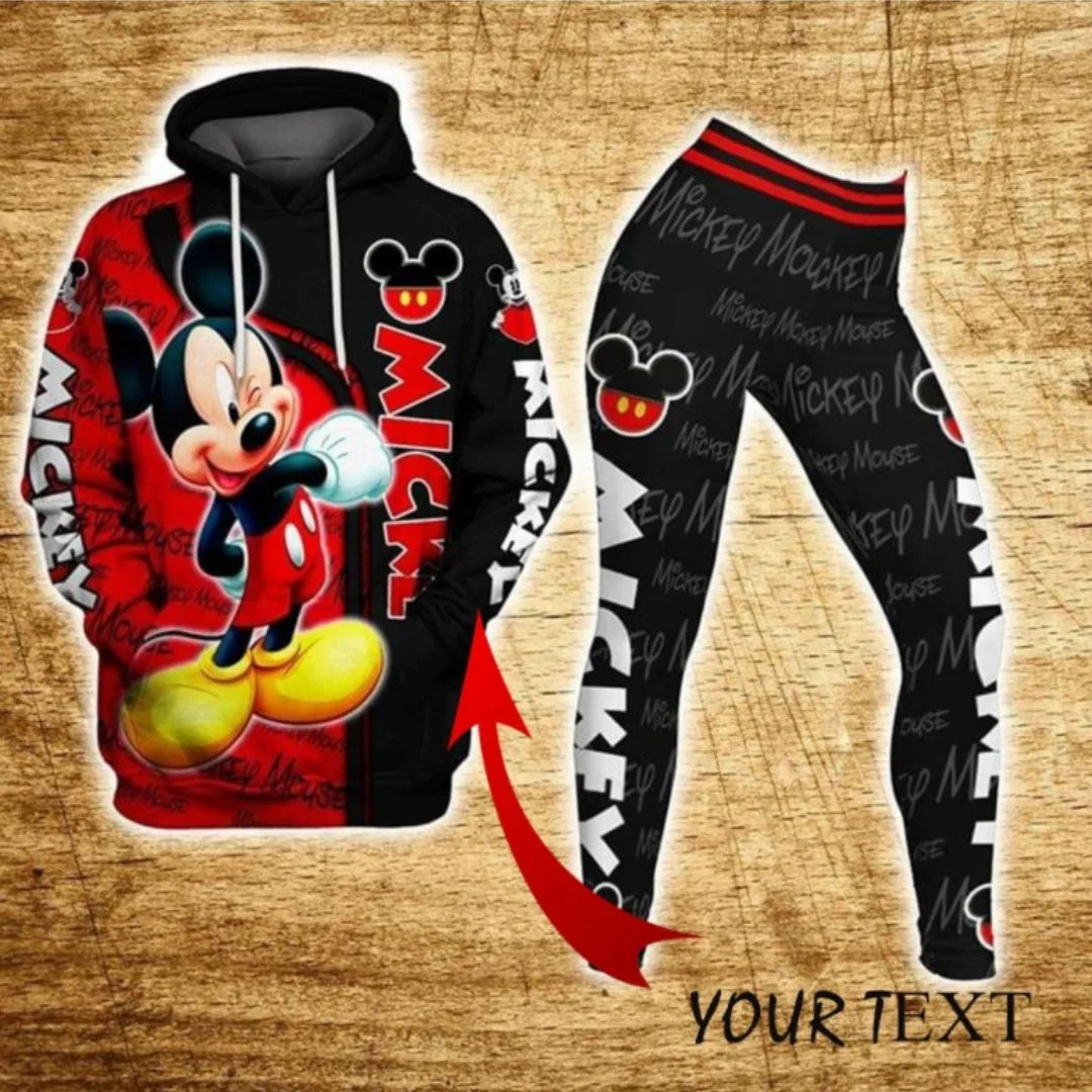 Disney Mickey & Minnie Mouse Hoodie & Leggings Set | Women's Athletic Tracksuit